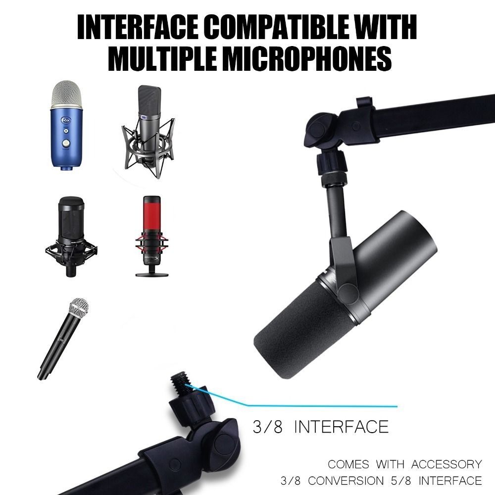 Universal Microphone Boom Arm 360° Rotation Desktop Stand Professional Mic Stand Live Streaming