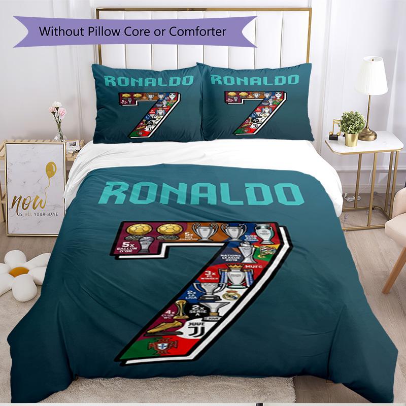 3pcs Duvet Cover Set (1*Duvet Cover + 2*Pillowcase, Without Core), football star Print Soft All‑Season Bedding Set, Home Bedroom Decor Gift