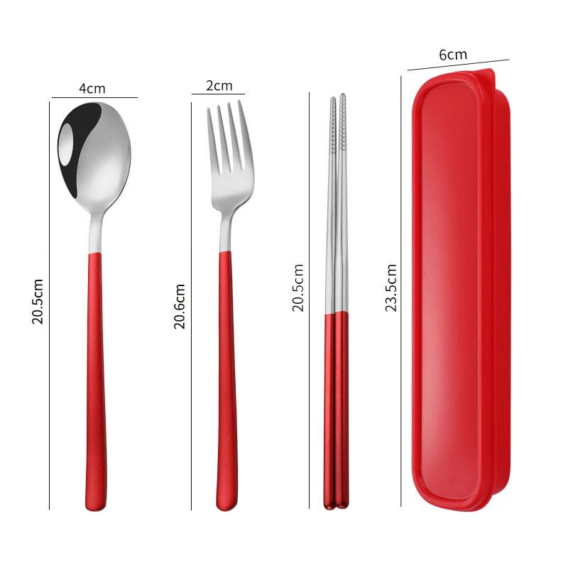 Three-Piece Japanese Stainless Steel Cutlery Set: Spoon, Fork, Chopsticks