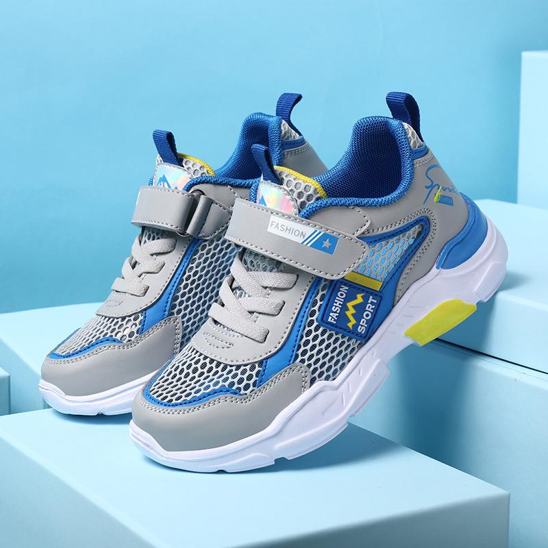 Children's Sports Shoes Boys' Shoes Middle-aged Older Boys Spring and Autumn Breathable Single Pair of Mesh Shoes Student Soft-soled Running Shoes
