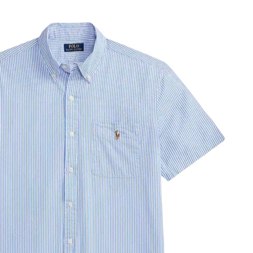 Polo Ralph Lauren SS26 Колледжный стиль Короткий рукав В полоску Рубашка на пуговицах Приталенный крой Мужские рубашки 710B21345-004