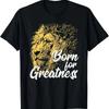 Футболка Born For Greatness Дизайн со львом Черная винтажная Стиранная Растягивающаяся Дышащая модная уличная одежда Топ для повседневной носки