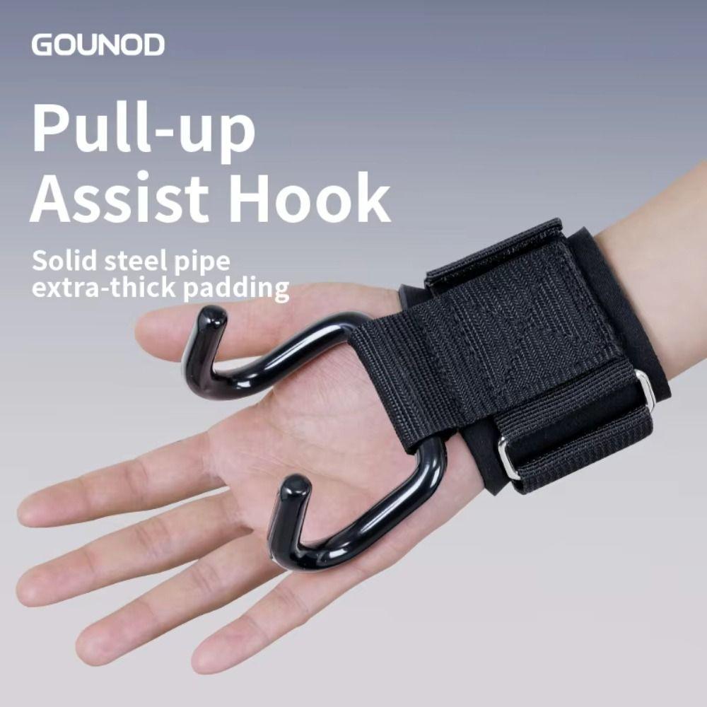 1 pair Pull-up Auxiliary Power Wrist Guard Non-Slip Steel Hook Grips Strap Gym