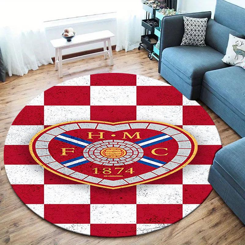 Heart of Midlothian Football Club Round Area Rug,Carpet Rug for Living Room Bedroom Sofa Playroom Decor,Non-slip Floor Mat