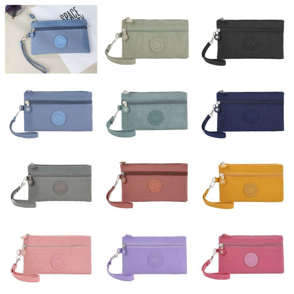 With Lanyard Double Layer Wallet Nylon Simple Money Handbag Fashion Zipper Coin Purse Travel