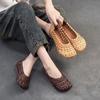 Genuine Leather Handwoven Breathable Sandals Retro Flat Comfortable Women's Slip-on Shoes