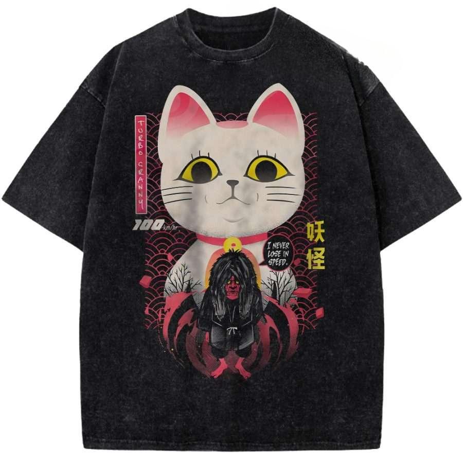 Anime Dandadan Turbo Granny Graphic T Shirt Men Women Short Sleeve Clothing Oversized Tshirt Washed Cotton Tee Harajuku T-shirt
