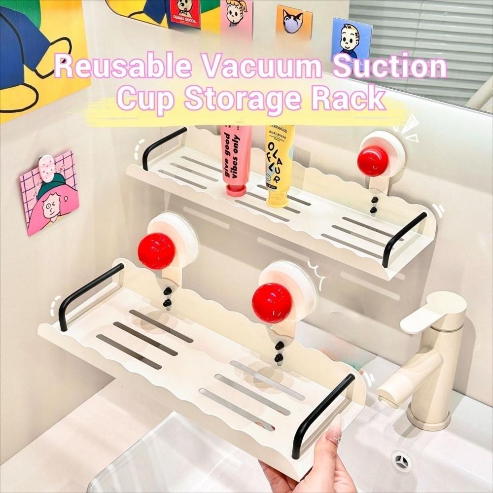 Dopamine Suction Cup Storage Shelf Punch Free Shower Shampoo Rack Bathroom Storage Rack  for Home