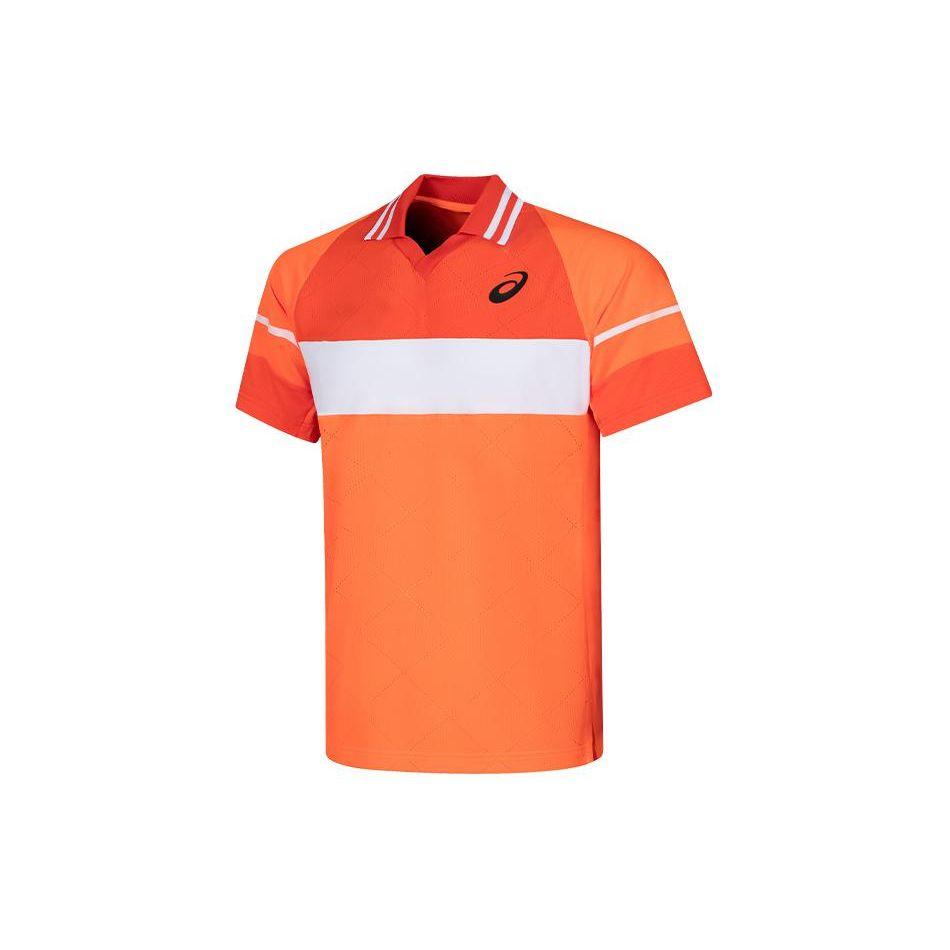 Asics Color Block Raglan Sleeve Short Sleeve Polo Shirt Men Tops Orange 2041A283-800