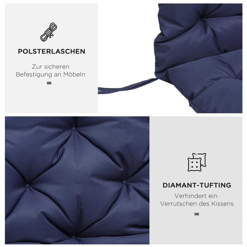 Bench Cushion, Bench Pad with Fastening Straps, for up to 3 People, Foam Filling, Seat Cushion