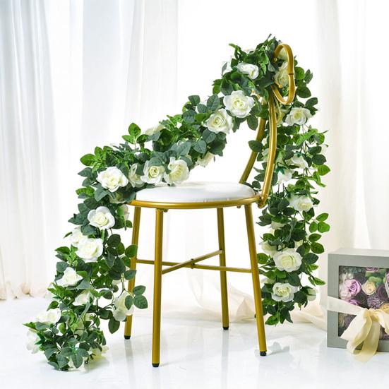 220СМ Искусственная Гирлянда из Роз 16 Головок Устойчивая к УФ-излучению Реалистичная Искусственная Цветочная Ротанговая Лиана Свадебная Вечеринка Подвесное Имитация Цветения Украшение