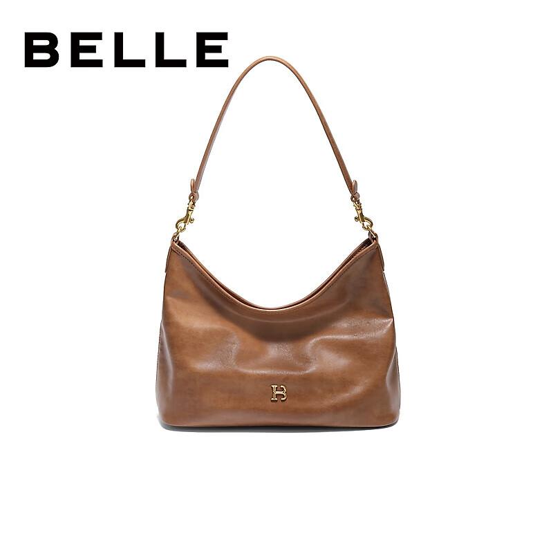 Belle New Year Gift 2025 Women's Bag New Plant Tanned Oiled Wax Texture Versatile Hobo Bag X7468DX5 Brown