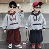 2025 Boys' Korean-Style Hooded Sweatshirt Two-Piece Set - Trendy Autumn Outfit for Kids