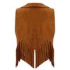 Жилет для девочек с бахромой в стиле хиппи 70-х годов, верхняя одежда без рукавов в стиле ковбой из искусственной замши с кисточками в стиле вестерн