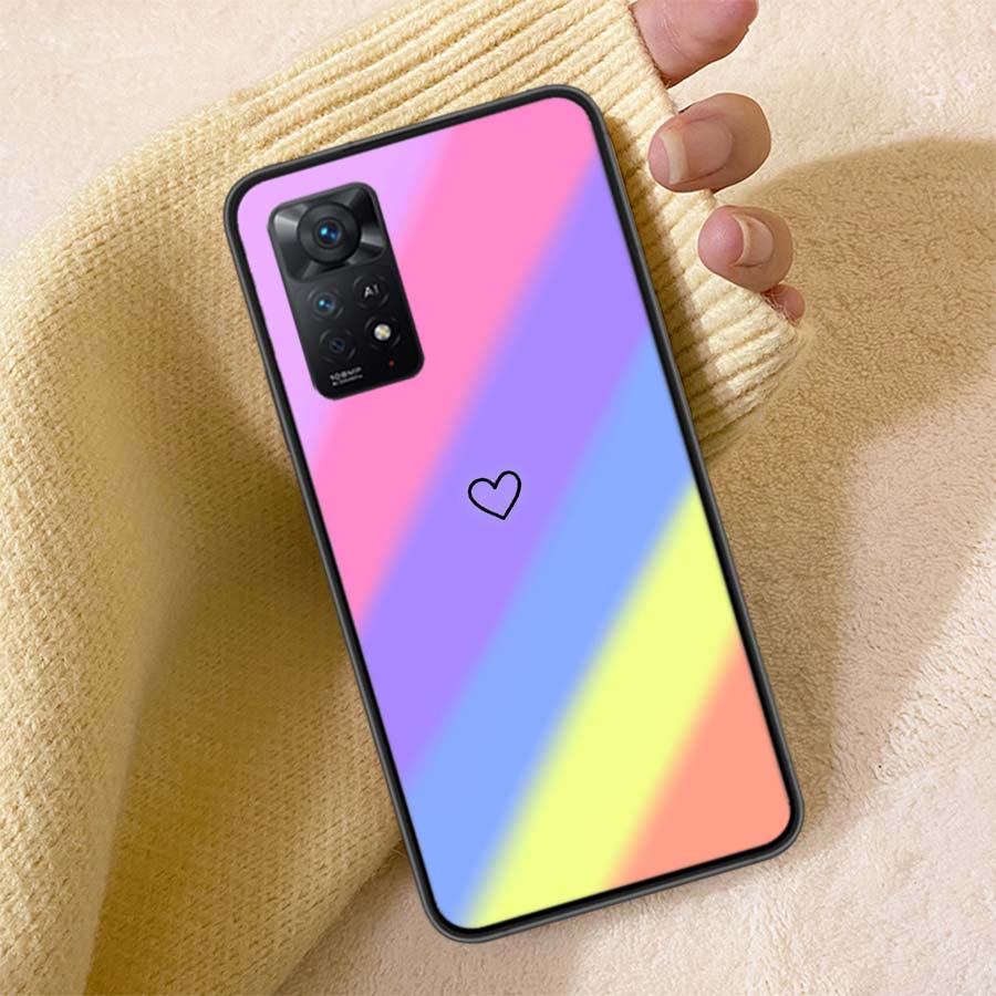 Rainbow Gradient Love Phone Case For Redmi Note 13 14 15 Pro Plus 12 13C 12C 15C 9 10 10C 9T 9C 9A TPU Soft Cover Clear Cell Cas