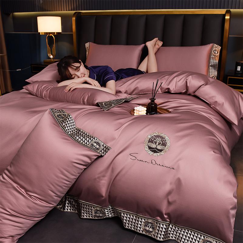 200 Хлопок с длинным волокном 4 шт. Хлопок Чистый хлопок Легкий Роскошный Пододеяльник, Простыня Высококачественное Постельное белье