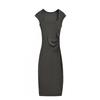 Womens Split Bodycon Maxi Dress Pleated Waist Slim Fit Square Neck