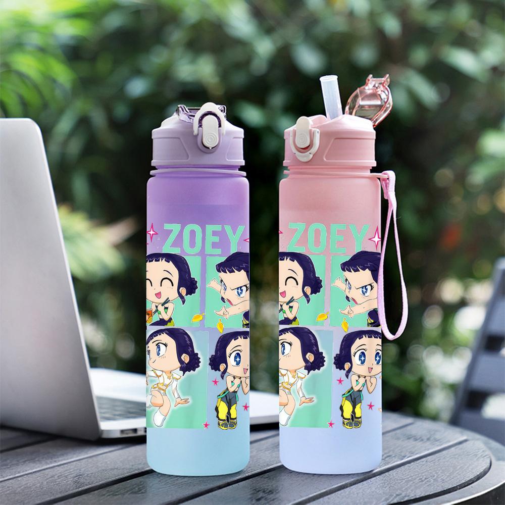 Бутылка для воды 750 мл с мультяшным K-pop принтом охотников на демонов, большая емкость, чашка для питья, портативная, для занятий спортом на открытом воздухе, детская, подарок для ребенка