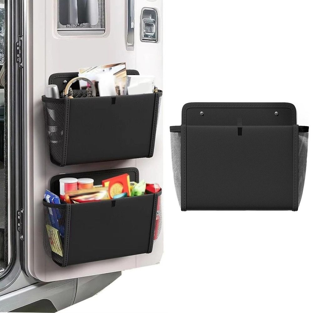 Black Door Organizer Wall-Mounted Mesh Pocket Organizer Home Office RV Organization Use
