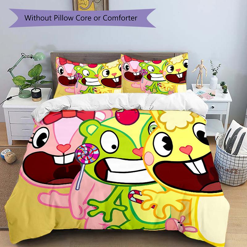 Candy Friends Adventure Print 3Pcs Bedding Setduvet Cover With 2 Bedropillowcase Home Birthday Gift