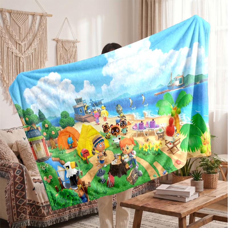 Warm Flannel BlanketAnimal Crossing Soft Cozy Throw Blanket for Bedroom Couch