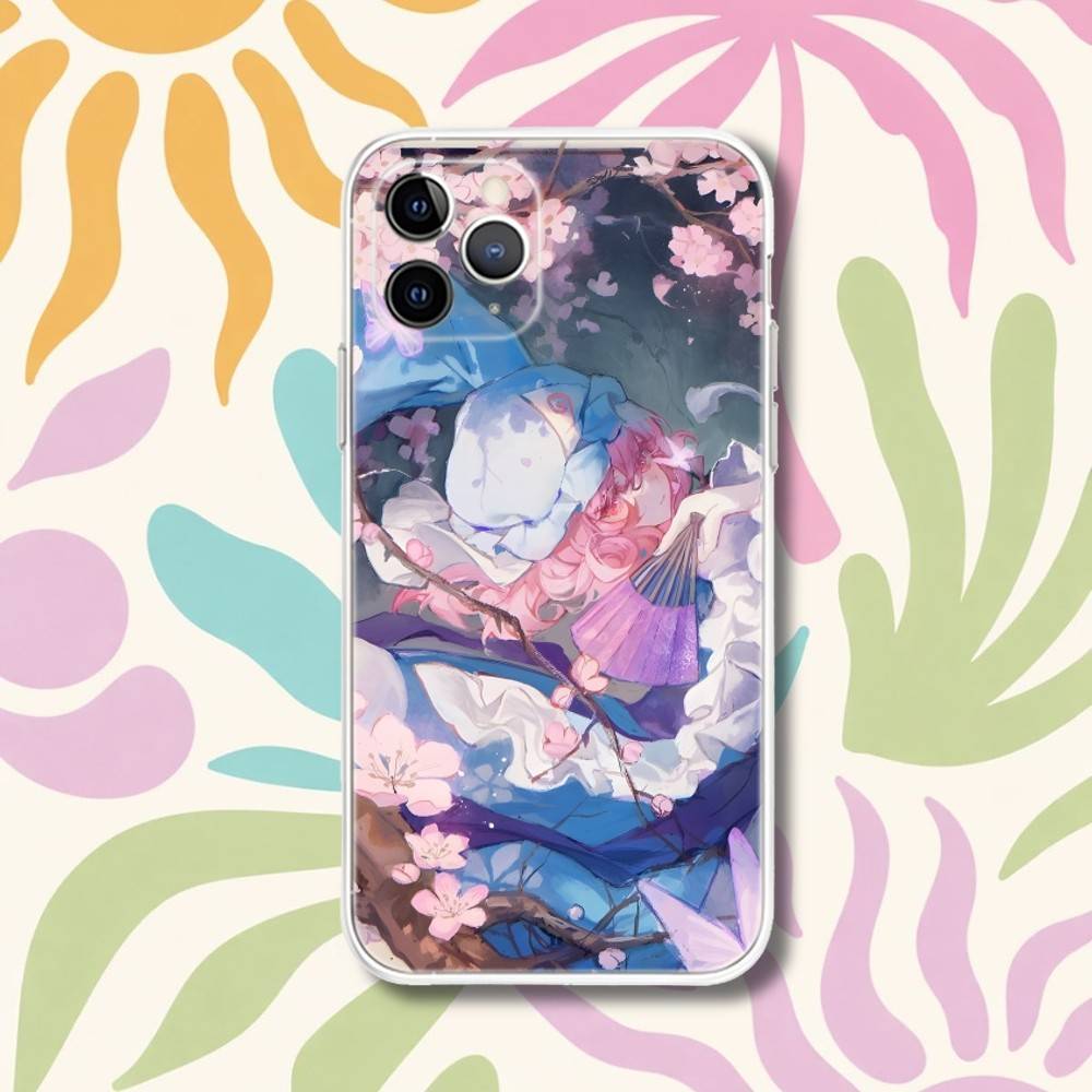 Saigyouji Y-Yuyuko Anime Phone Case For iPhone 17,16e,16,15,14,13,12,11 Mini Pro Max X,XR,XSMAX 8,7 Air Plus Transparent Soft