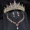 Комплекты ювелирных украшений Bridai Crown для женщин, 3 предмета: тиары с ожерельем, серьги, свадебное платье, выпускной костюм, аксессуар