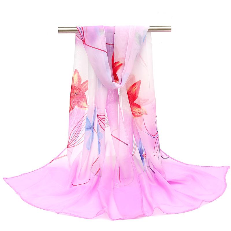 Легкий шифоновый шарф: Весенне-летний принт, пляжное полотенце и шаль от солнца для дам