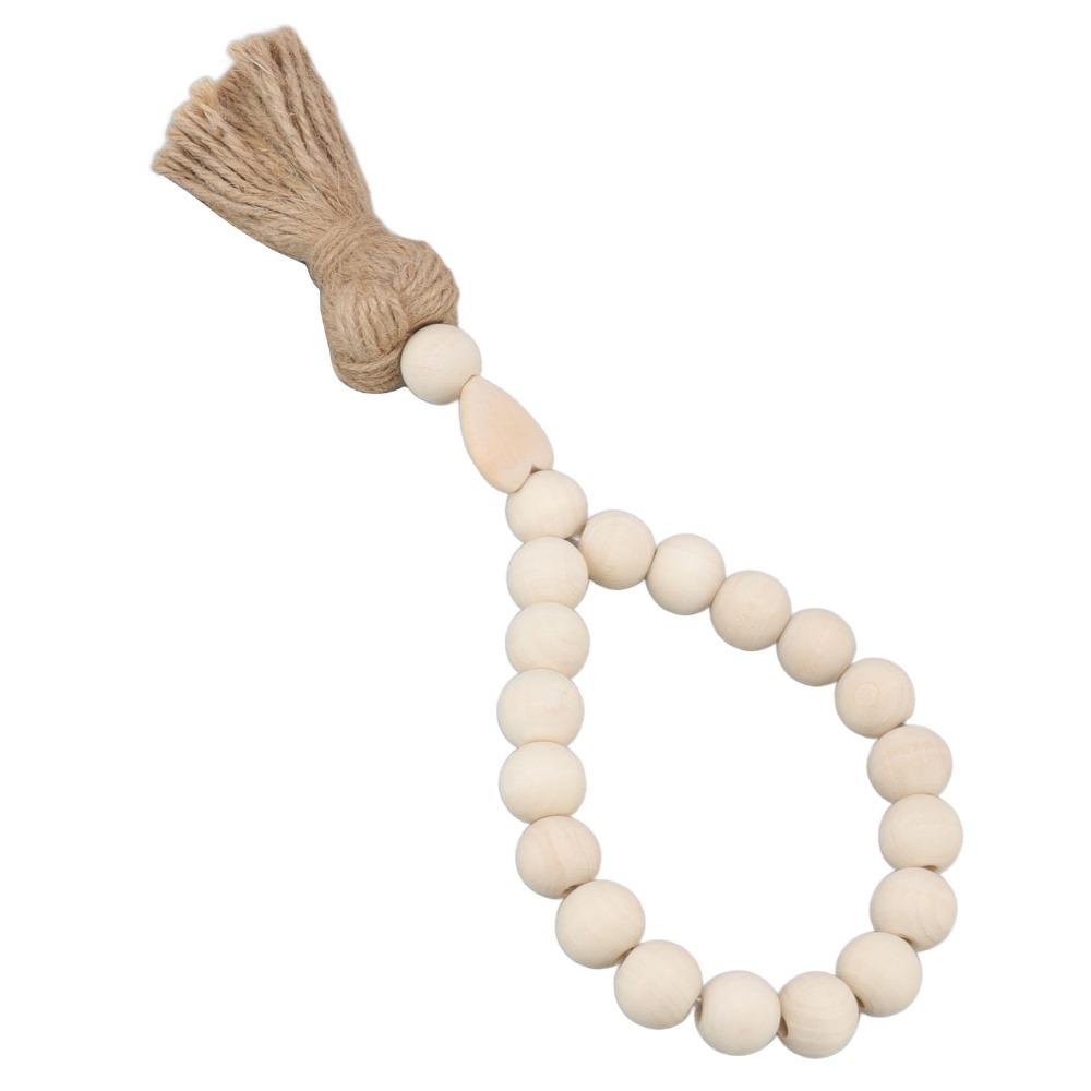 Light Brown Farmhouse Wooden Bead Strand Hanging Tassel Bead Ornament Tray Tabletop Bead Layout