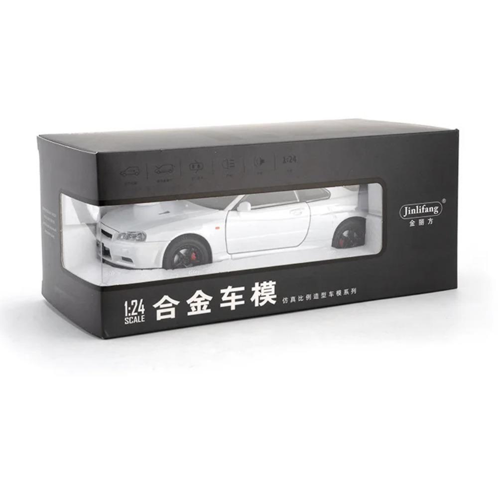 1/24 Nissan Skyline GTR R34 Форсаж Модель машины из сплава Звук Свет Коллекционная Миниатюрная Voiture Литая Игрушечная Машина Мальчик C342