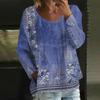 Women's Casual Fashion Loose Round Neck Retro Print Long Sleeve Top