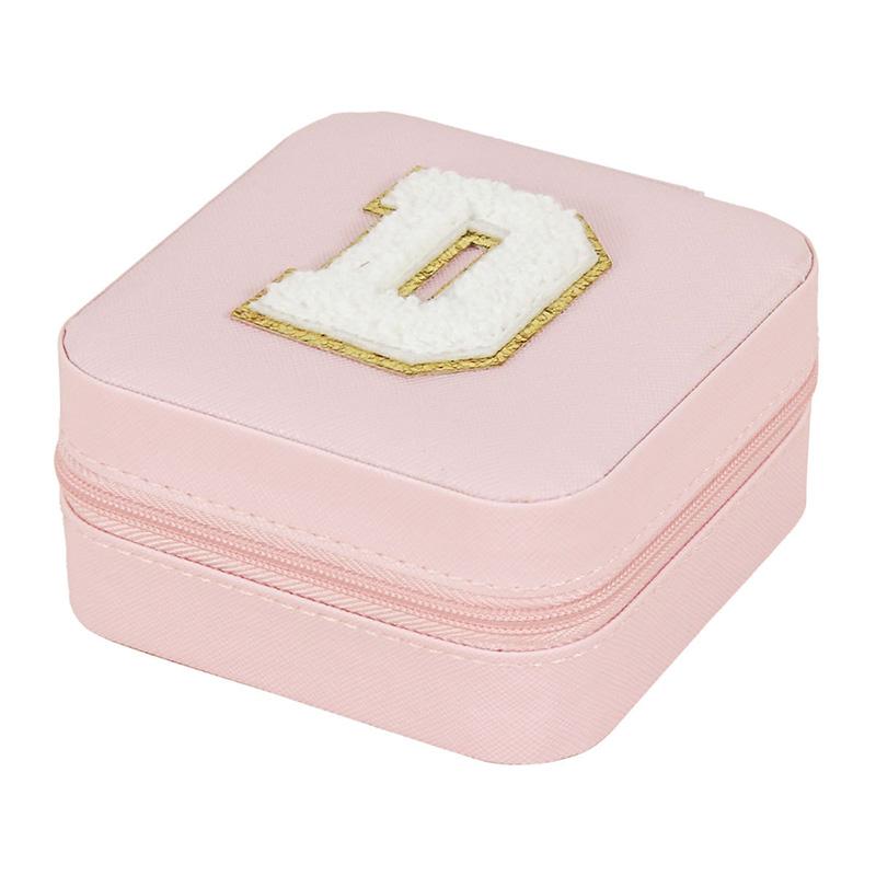 1PC Personalized Portable Jewelry Box for Women Girls Jewelry Case Small Jewelry Storage Pink Initial Letter