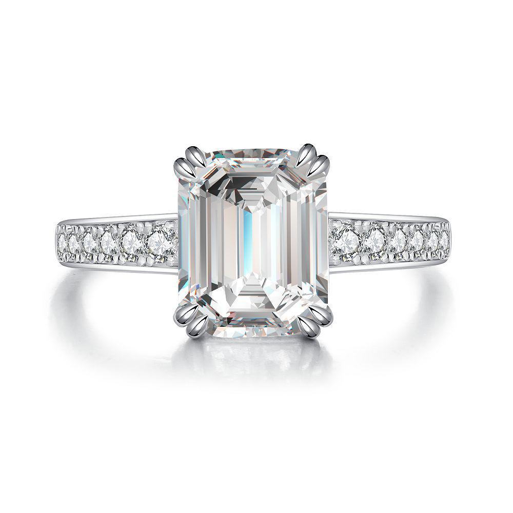 Женское кольцо из стерлингового серебра S925 с аквамарином и квадратным бриллиантом высокой углеродности