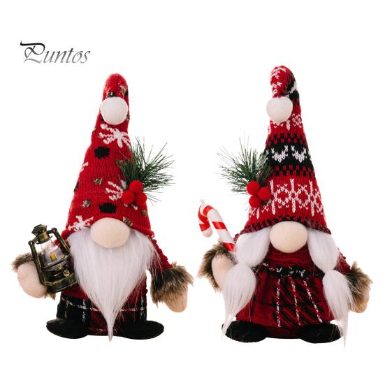 Рождественская кукла-гном, вязаная шапка ручной работы, сосновая иголка, ягодный помпон, полная борода, коса, милый рабочий стол, стоящий безликий гном, фаршированное украшение для вечеринки