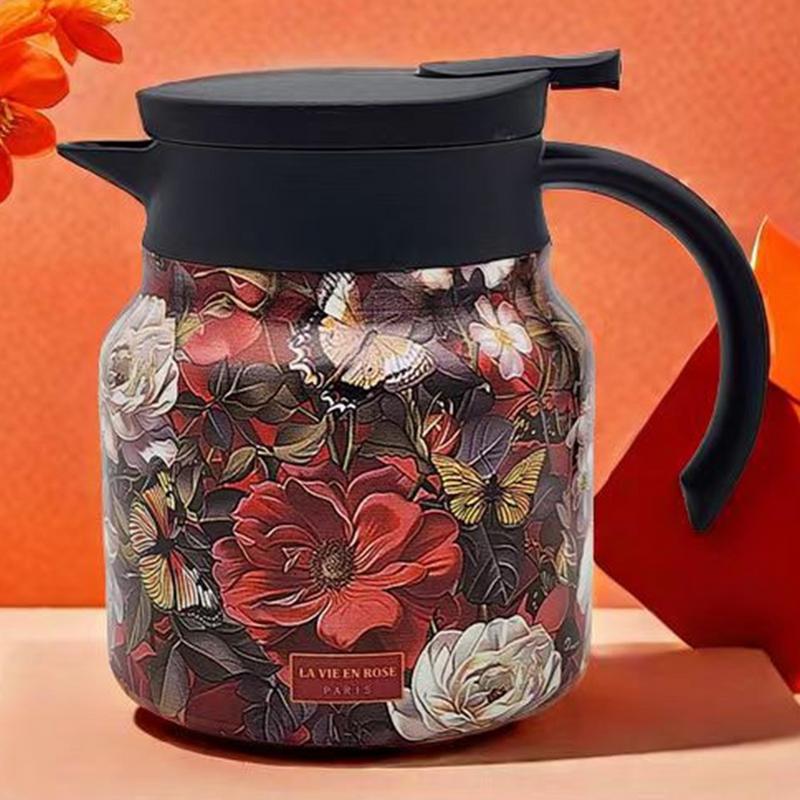 Винтажный цветочный узор термос для чая кофейник разделительный чайник теплоизоляция бытовой простой узор изысканный