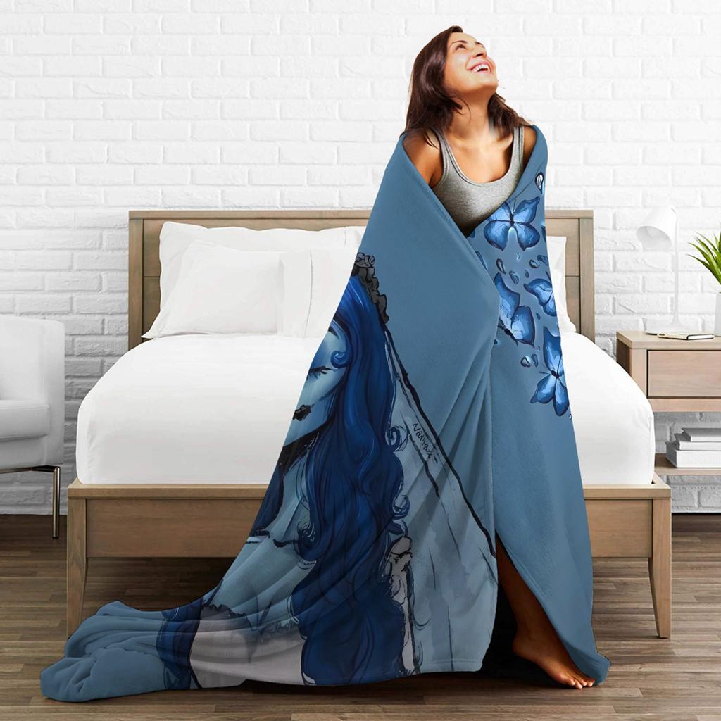 Anime Movie C-Corpse Bride Blankets Warm Soft Pattern Plush Bedding Throws For Kids Adult Bedroom Flannel Bedspread Bed Cover