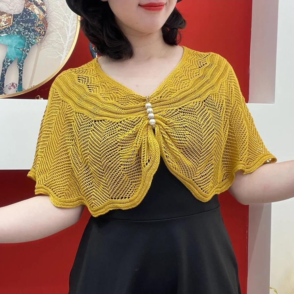 Женская летняя вязаная шаль от солнца - Легкая, стройнящая, верхняя одежда для защиты шеи