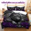 Purple Rose Gothic Pattern Bedding Quilt Set Quilt Cover Pillowcase Home Decoration Birthday Gift (1 * duvet cover + 2 * pillowcase, without core)