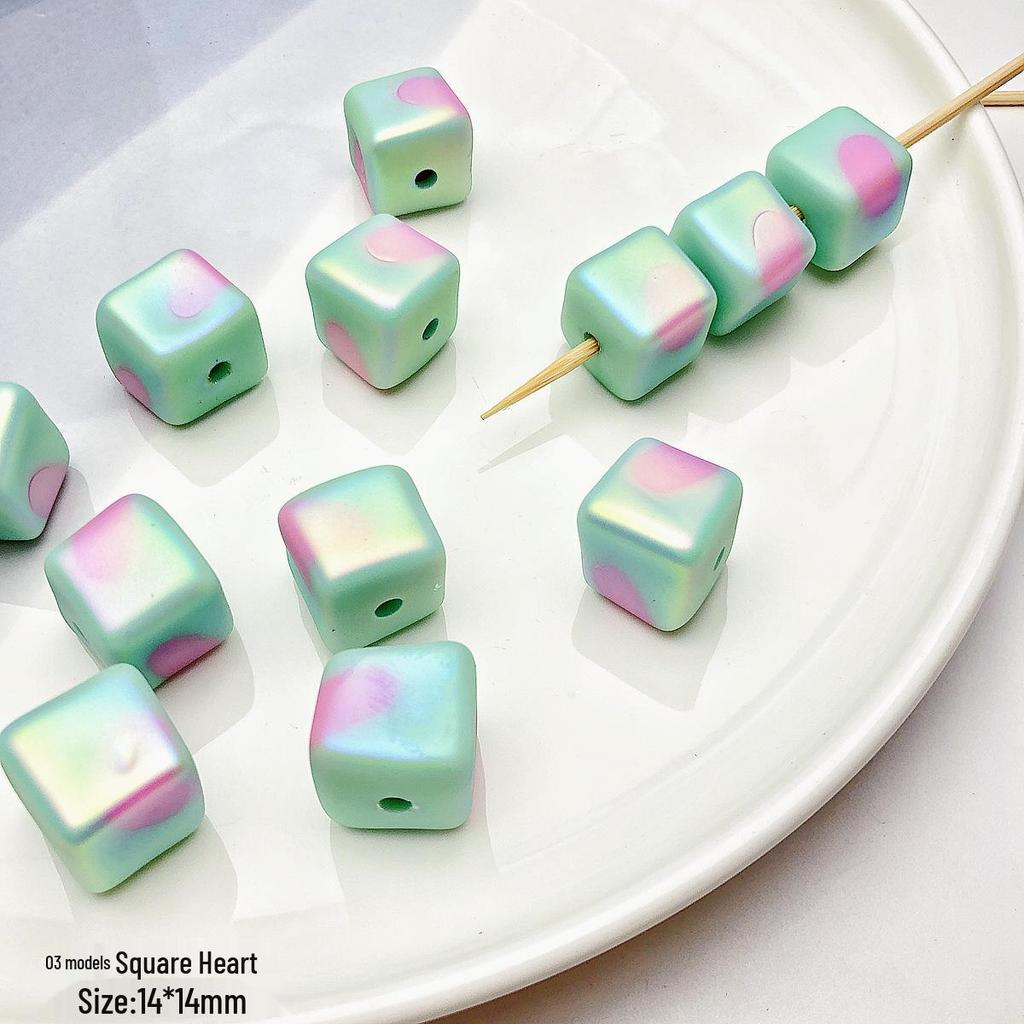 Green Series Hand-Painted Acrylic Beads for DIY Jewelry Making