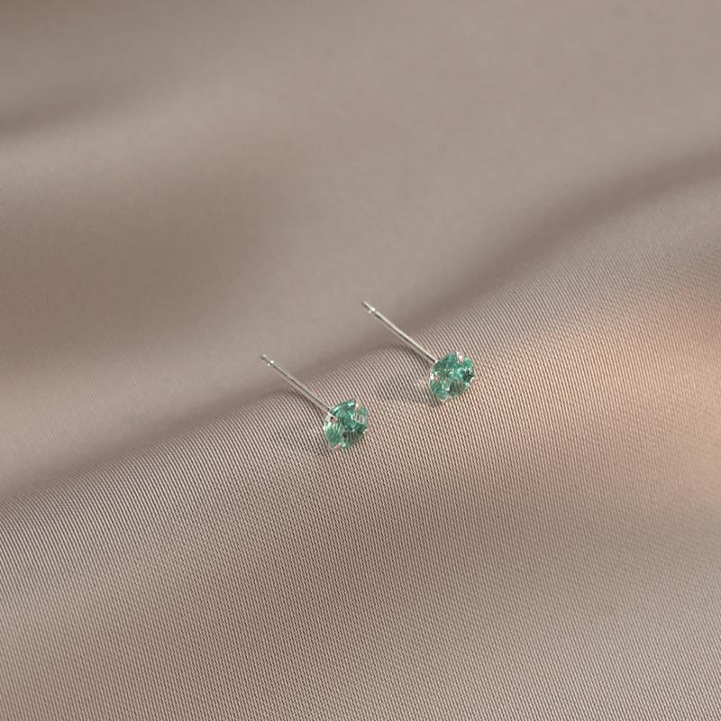 Серьги-пусеты из настоящего серебра 925 пробы с круглым цирконом для женщин, классические изящные украшения, минималистичные аксессуары для пирсинга ушей