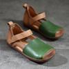 Johnature Сандалии из натуральной кожи в стиле ретро для женских разноцветных туфель на плоской подошве с квадратным носком и мягкой подошвой