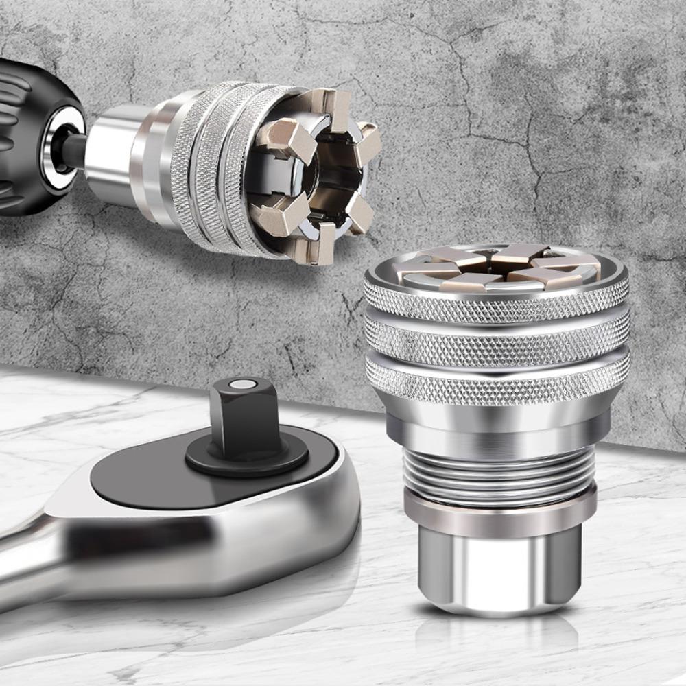 Adjustable Hex Screwdriver Universal Sleeve Torque Ratchet Adapter Head Spanner Socket Wrench