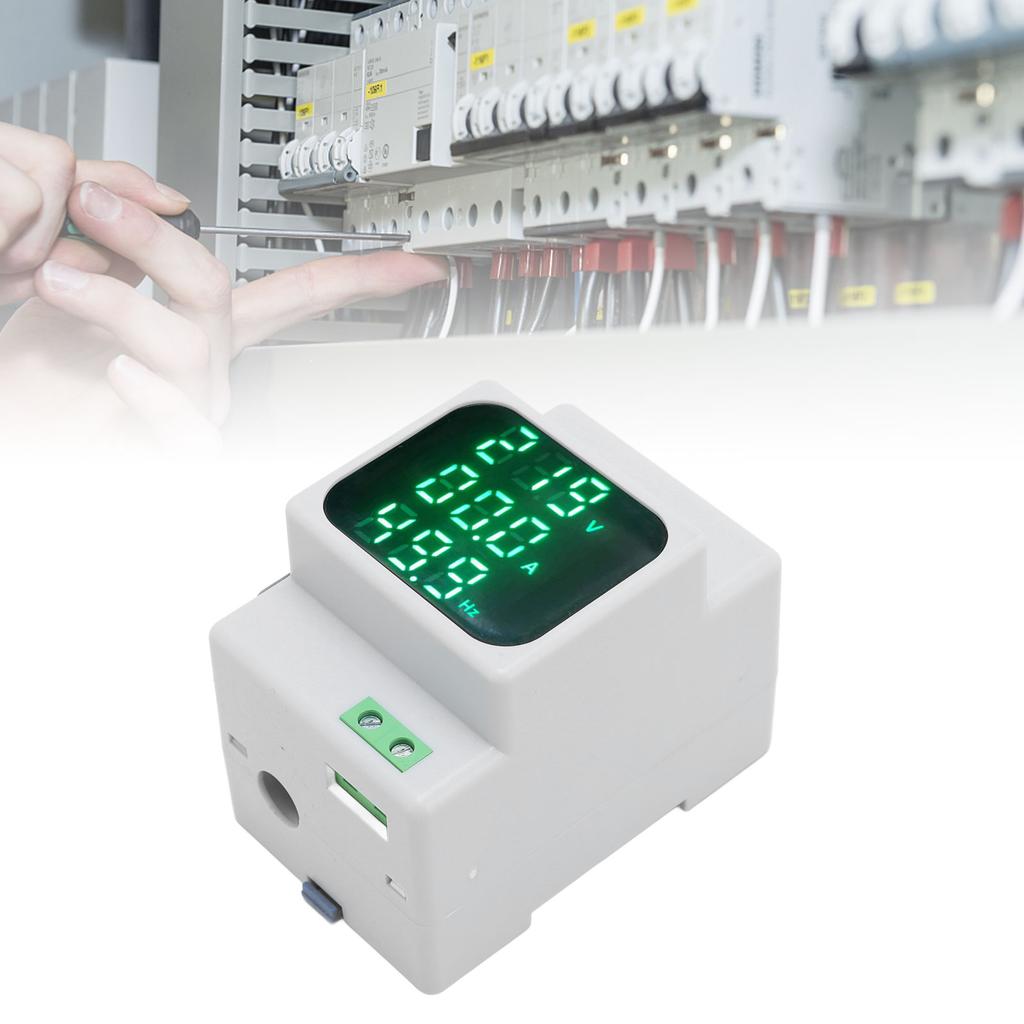 Digital Energy Meter, AC Voltage Frequency, Power 3 Phase Multi-function Monitor with DIN Rail for Industry, Power Plants