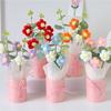 Exquisite Handmade Hand Knitted Flowers With Light String Bucket Bouquet  Home Decoration