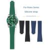 Watchband Men 20mm Arc Natural Rubber Watch Band for Rolex Black Green Blue Water Ghost Daytona Submariner Waterproof Soft Watch Strap