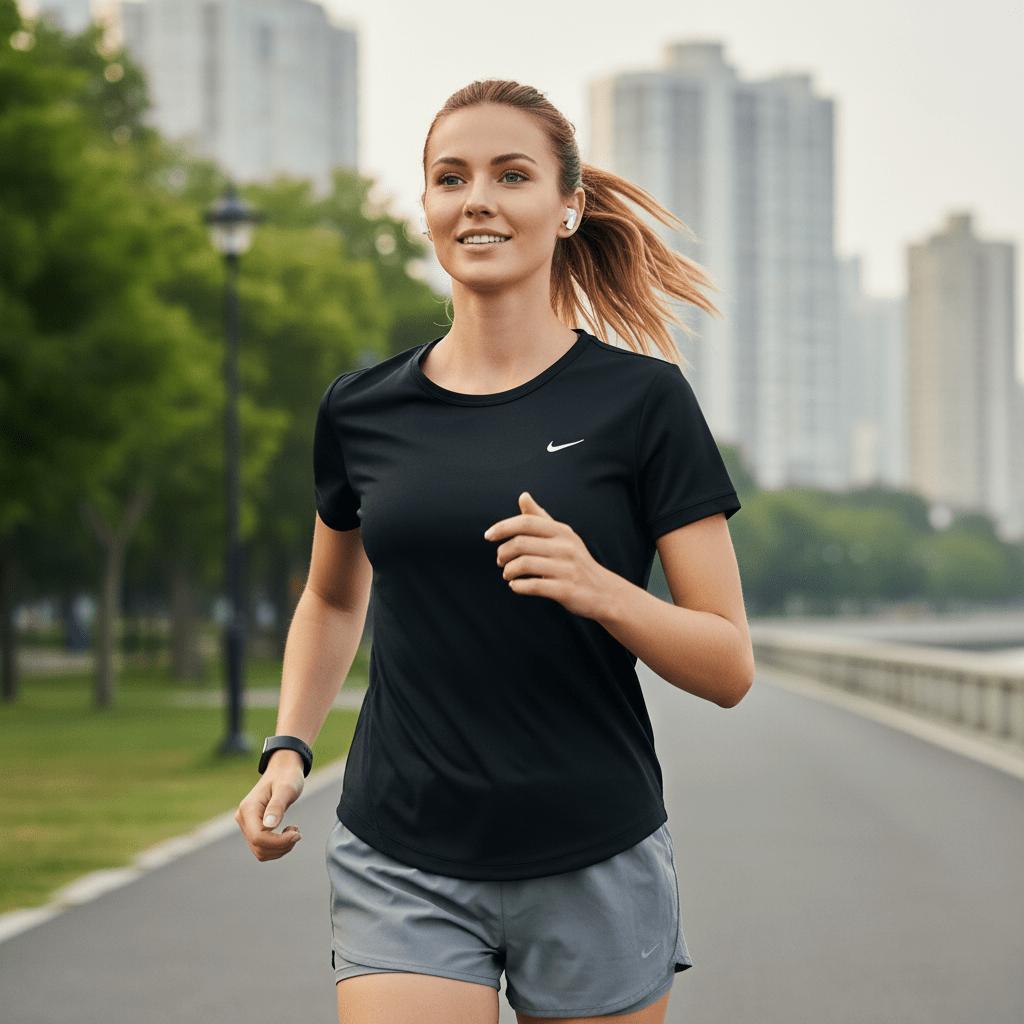 Nike Дышащая быстросохнущая износостойкая мягкая футболка с коротким рукавом Dri-Fit Tempo Женские топы Черный HQ0649010