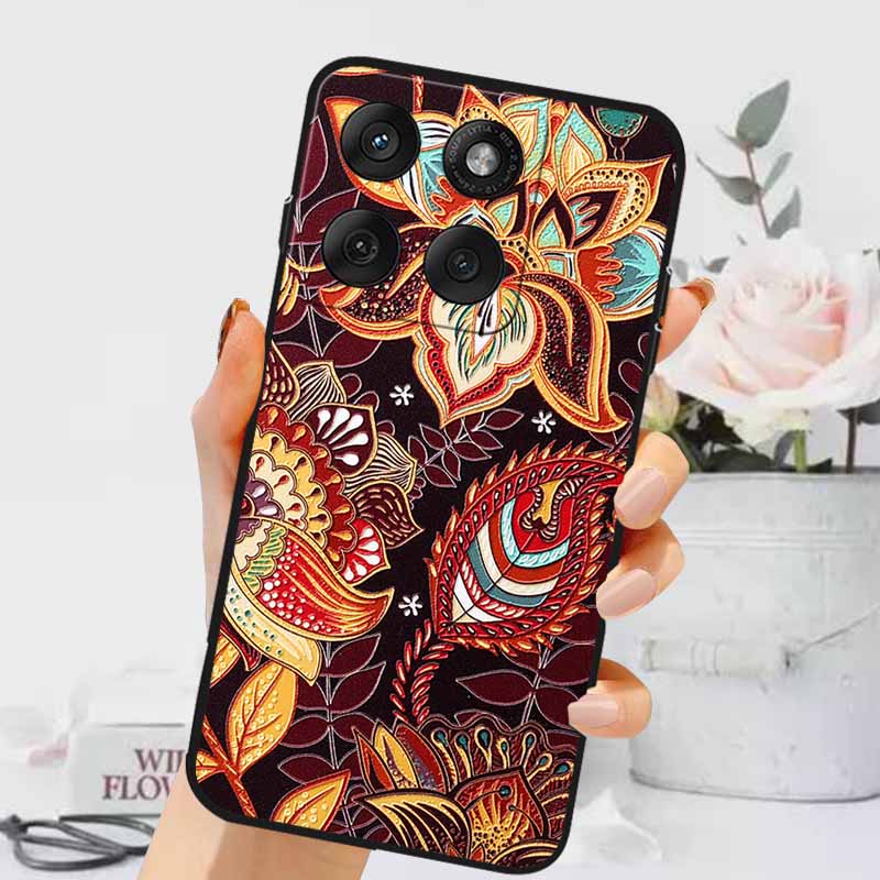 3D Тисненые Чехлы Для Edge 60 Fusion / Edge 60 Pro Рельефные Тисненые Ретро Силиконовая Задняя Крышка Для Edge 60 Stylus Черный Funda 60 Pro