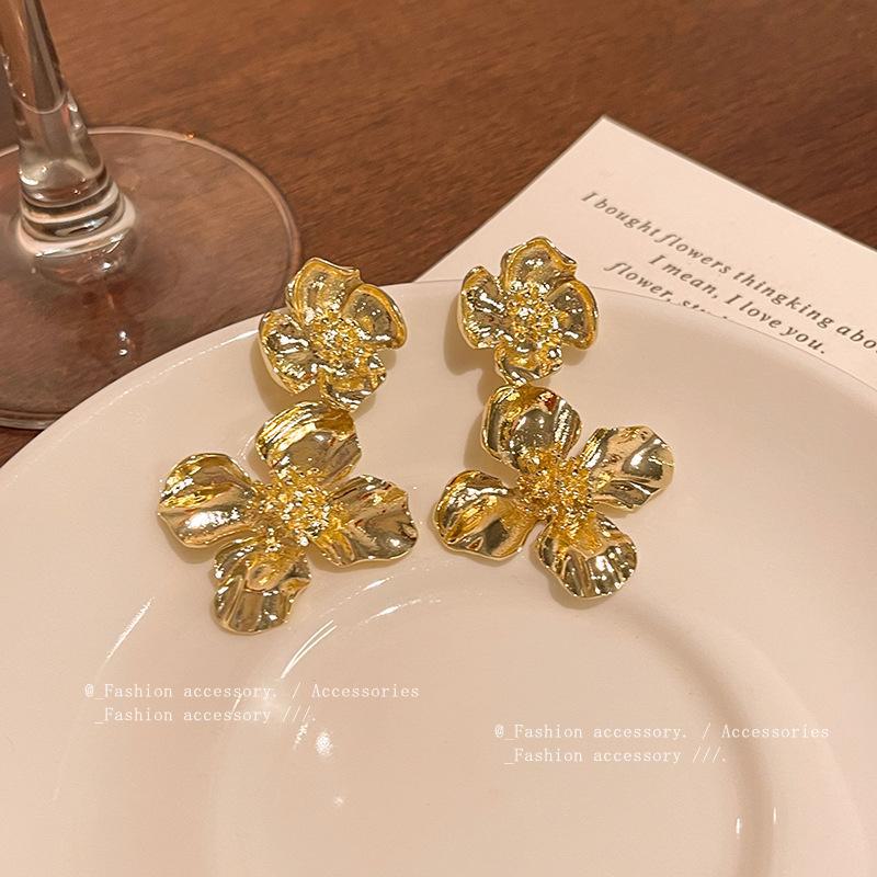 Серьги-цветы из высококачественного металла с иглой из серебра 925 пробы для женщин — европейский и американский холодный стиль