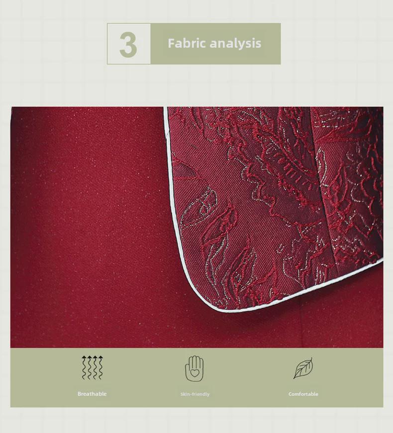 Комплект из двух частей красного платья 2023 года для женщин среднего и пожилого возраста: Модная юбка длиной до колена для свадеб и банкетов