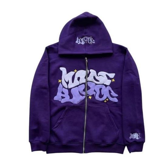 Мужская куртка с капюшоном, осень-зима, панк-хип-хоп, модный принт, на молнии, с двумя карманами, с длинными рукавами, свободная посадка, повседневное мужское пальто, верхняя одежда